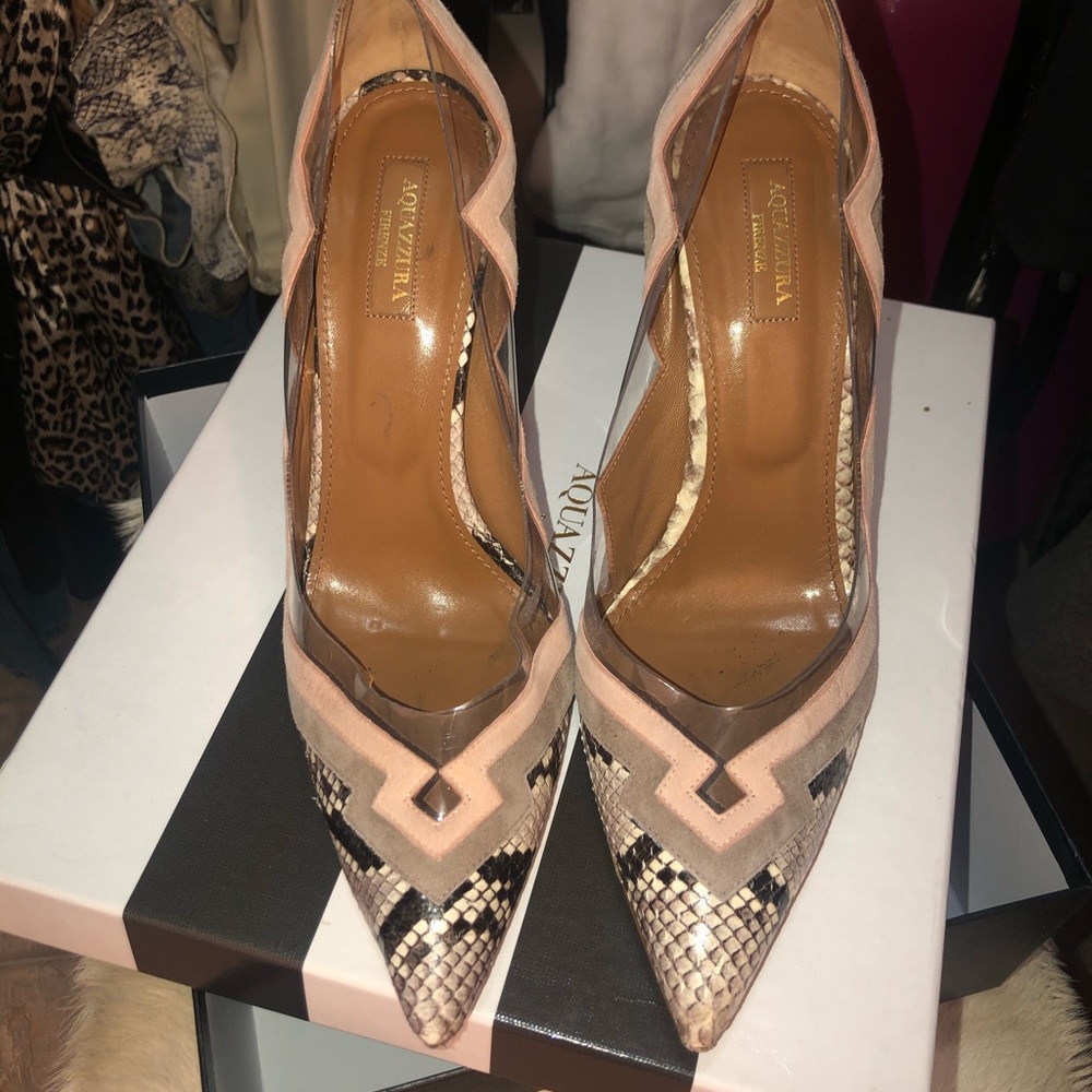 Aquazzura Frankie Pump Snake/Suede/PVC